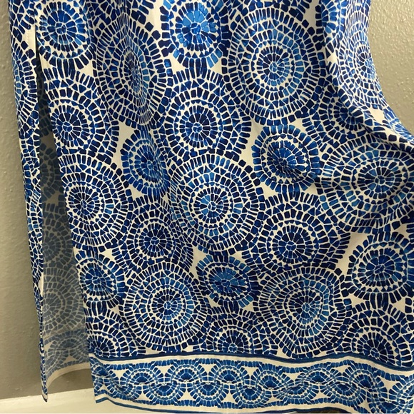 Boston Proper Blue Mosaic Medallion Maxi Dress Size 4 Stretch - Picture 5 of 11